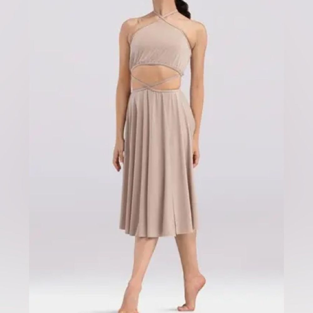 Weissman Elite dance costume tan beige maxi dress Bonfire
D13222 XSA adult